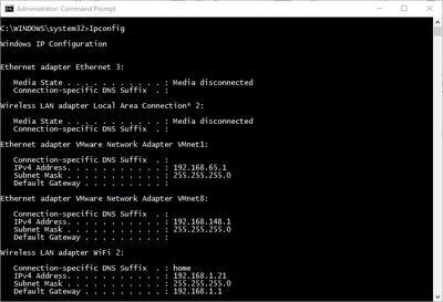 ipconfig on Windows